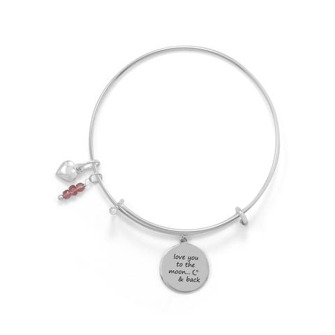 Sterling Silver Moon and Back Charm Bangle - Ameeru Goods