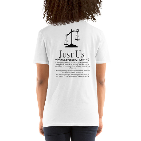 Justice JustUs battle black text Short-Sleeve Unisex T-Shirt - Ameeru Goods