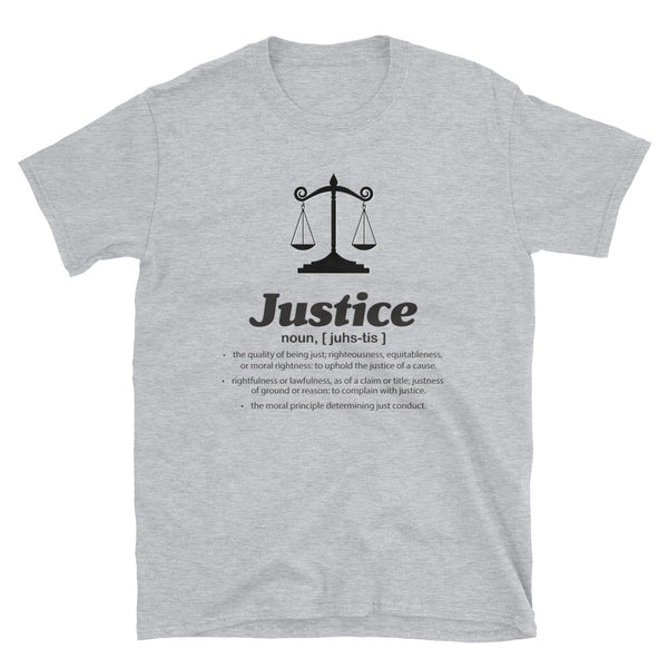 Justice JustUs battle black text Short-Sleeve Unisex T-Shirt - Ameeru Goods