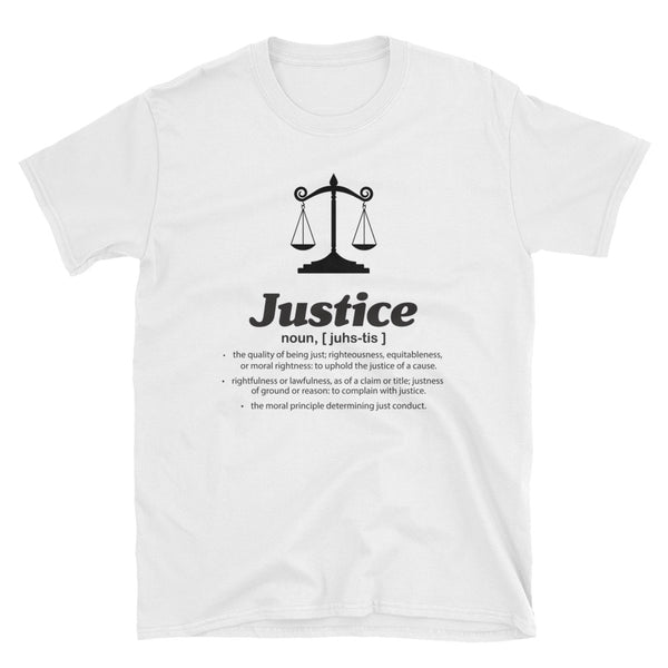 Justice JustUs battle black text Short-Sleeve Unisex T-Shirt - Ameeru Goods