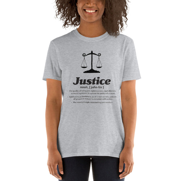 Justice JustUs battle black text Short-Sleeve Unisex T-Shirt - Ameeru Goods