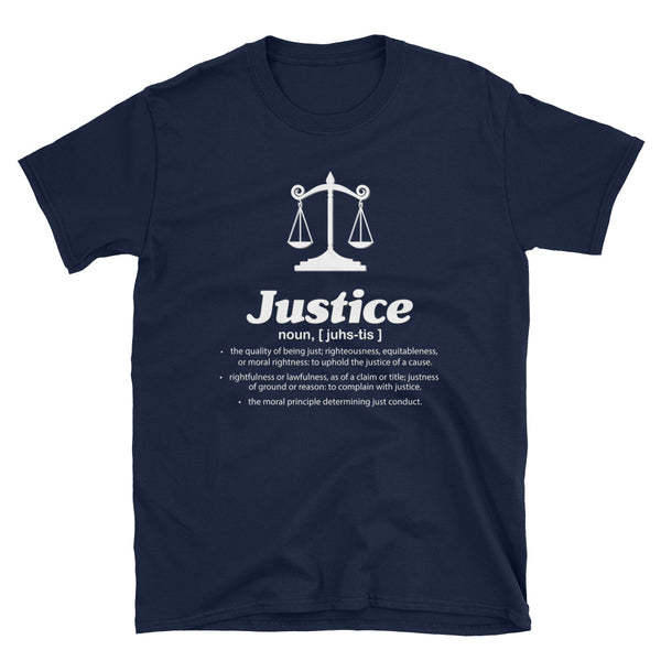 Justice JustUs battle white text Short-Sleeve Unisex T-Shirt - Ameeru Goods