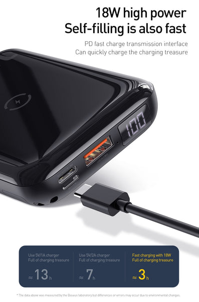 Mobile QI Wireless 10000 mAh Power Bank Charger + QC 3.0 Fast Charging USB External Battery Pack - Ameeru Goods