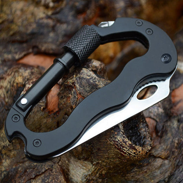 Multi-function 5 in 1 Carabiner Tool with Buckle Lock, Flat and Phillips Head Screwdriver - Ameeru Goods