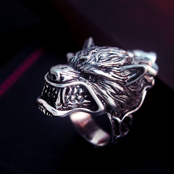 Solid 925 Sterling Silver Vintage Dire Wolf Ring - Ameeru Goods