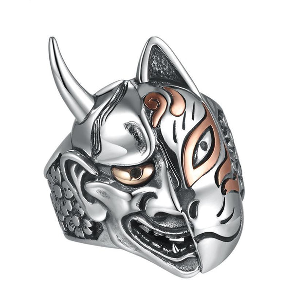 Solid 925 Sterling Silver Face of Duality Ring - Ameeru Goods
