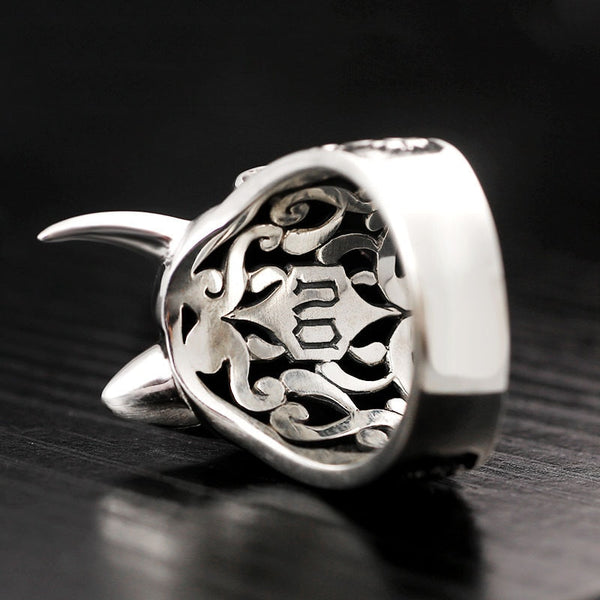 Solid 925 Sterling Silver Face of Duality Ring - Ameeru Goods