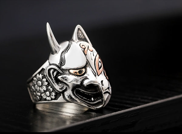 Solid 925 Sterling Silver Face of Duality Ring - Ameeru Goods