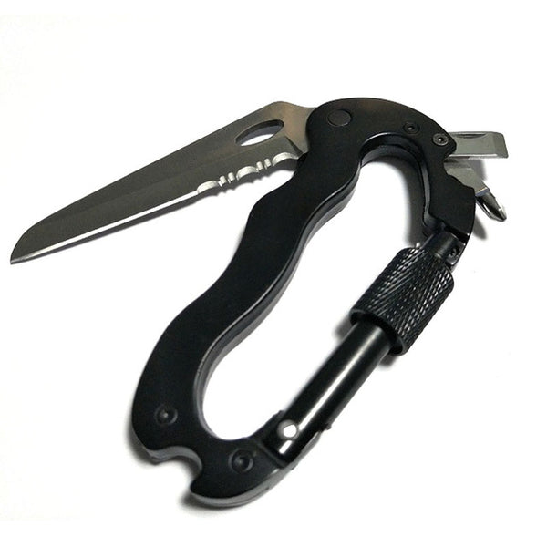 Multi-function 5 in 1 Carabiner Tool with Buckle Lock, Flat and Phillips Head Screwdriver - Ameeru Goods