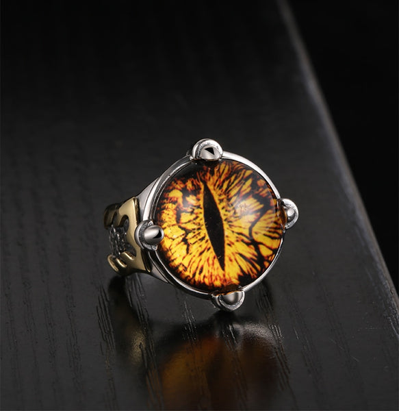 Solid 925 Silver Adjustable All Seeing Eye Vintage Yellow Cubic Zirconia Ring - Ameeru Goods