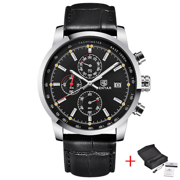 Leather Waterproof Sport Quartz Chronograph Wrist Watch - Ameeru Goods