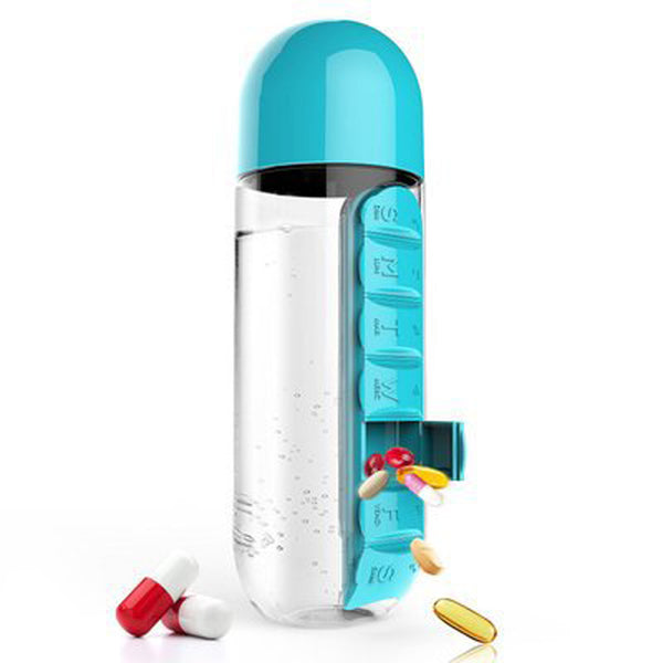 Multi-Function 600 ml Water Bottle with Built-in 7 Day Pill Organizer - Ameeru Goods