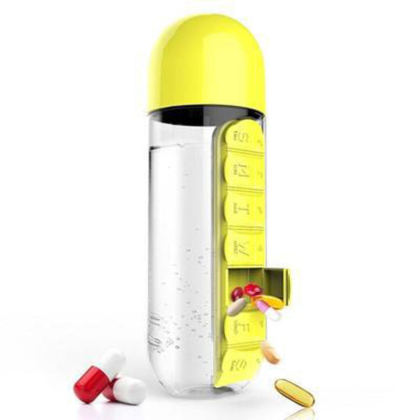 Multi-Function 600 ml Water Bottle with Built-in 7 Day Pill Organizer - Ameeru Goods