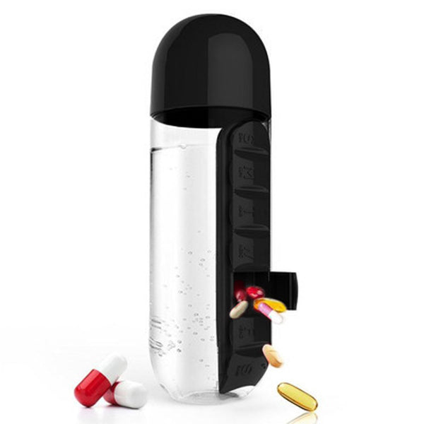Multi-Function 600 ml Water Bottle with Built-in 7 Day Pill Organizer - Ameeru Goods
