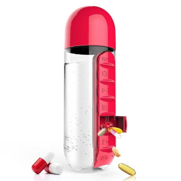 Multi-Function 600 ml Water Bottle with Built-in 7 Day Pill Organizer - Ameeru Goods