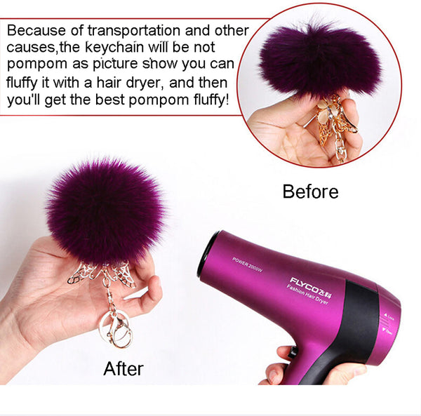 Synthetic Rabbit fur Pom Pom Keychain Charm - Ameeru Goods