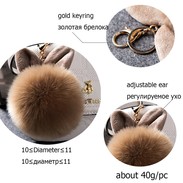 Synthetic Rabbit fur Pom Pom Keychain Charm - Ameeru Goods