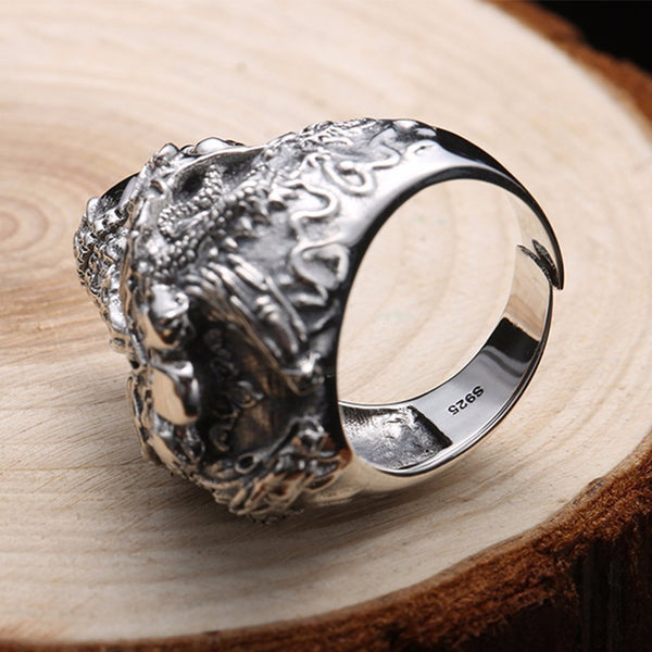 Real 925 Sterling Silver Skull Adjustable Ring for Men - Ameeru Goods