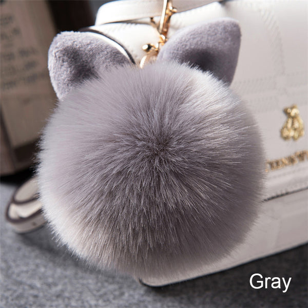 Synthetic Rabbit fur Pom Pom Keychain Charm - Ameeru Goods