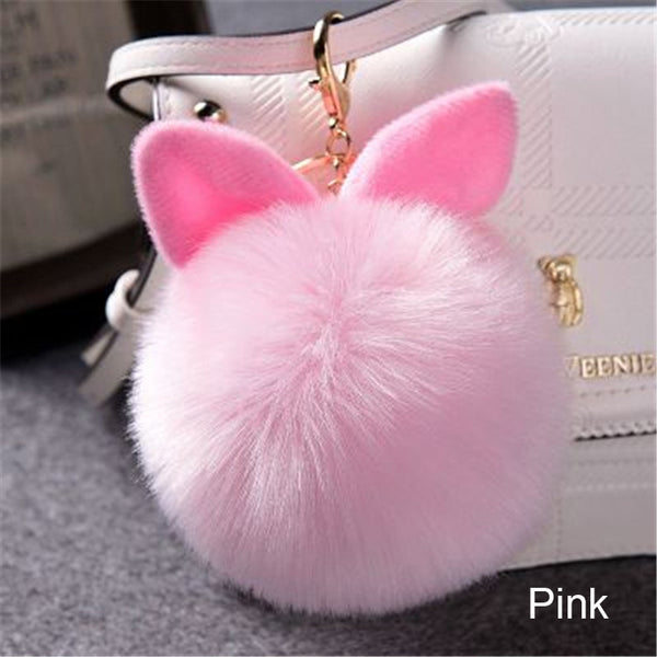 Synthetic Rabbit fur Pom Pom Keychain Charm - Ameeru Goods