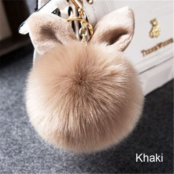 Synthetic Rabbit fur Pom Pom Keychain Charm - Ameeru Goods