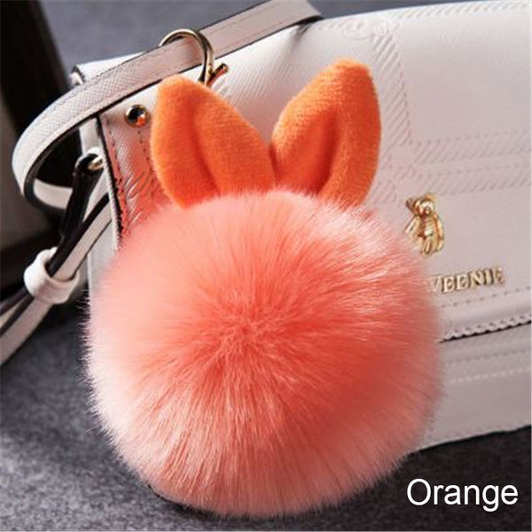 Synthetic Rabbit fur Pom Pom Keychain Charm - Ameeru Goods