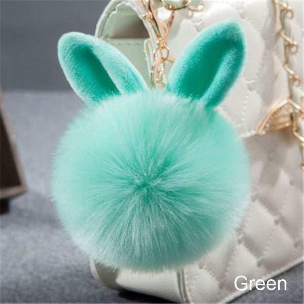 Synthetic Rabbit fur Pom Pom Keychain Charm - Ameeru Goods