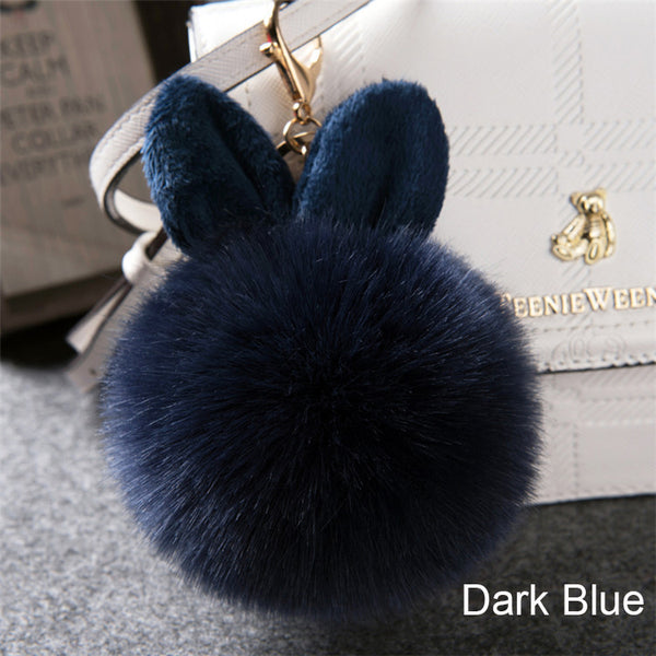 Synthetic Rabbit fur Pom Pom Keychain Charm - Ameeru Goods