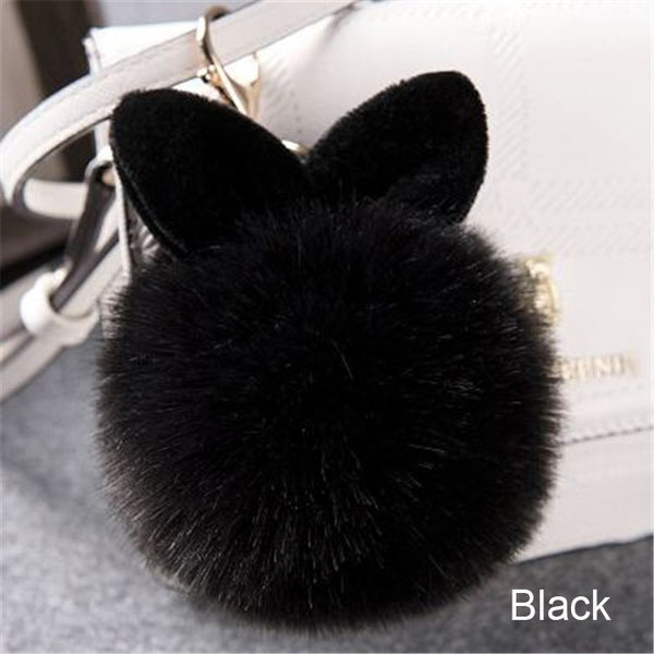 Synthetic Rabbit fur Pom Pom Keychain Charm - Ameeru Goods