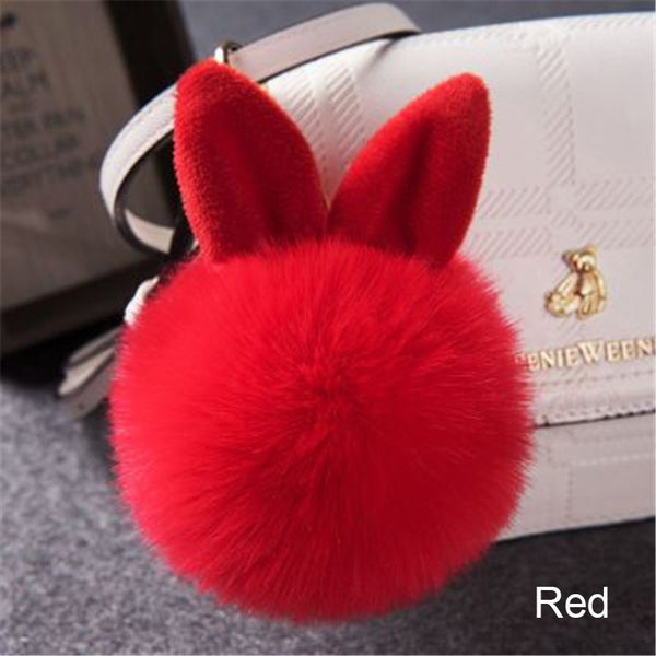 Synthetic Rabbit fur Pom Pom Keychain Charm - Ameeru Goods