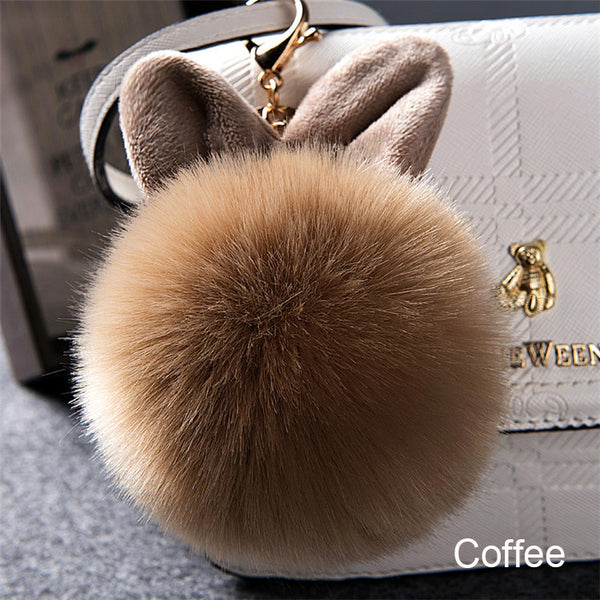 Synthetic Rabbit fur Pom Pom Keychain Charm - Ameeru Goods