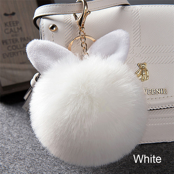Synthetic Rabbit fur Pom Pom Keychain Charm - Ameeru Goods