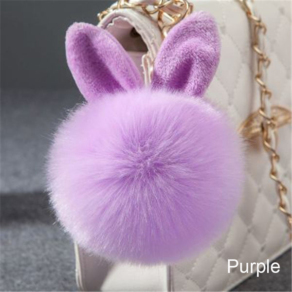 Synthetic Rabbit fur Pom Pom Keychain Charm - Ameeru Goods