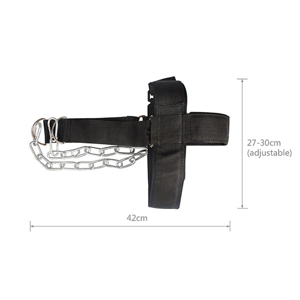 Neck and Shoulder Weight Lifting Head Strap with Steel Chain with Adjustable Belt - Ameeru Goods