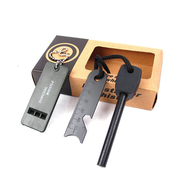 5 in 1 Magnesium Fire Starter Striker Ferro Rod with Survival Whistle and Bottle Opener - Ameeru Goods