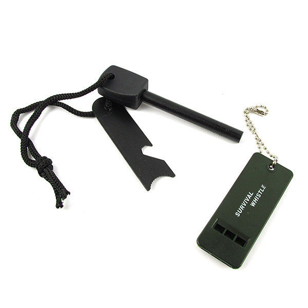 5 in 1 Magnesium Fire Starter Striker Ferro Rod with Survival Whistle and Bottle Opener - Ameeru Goods
