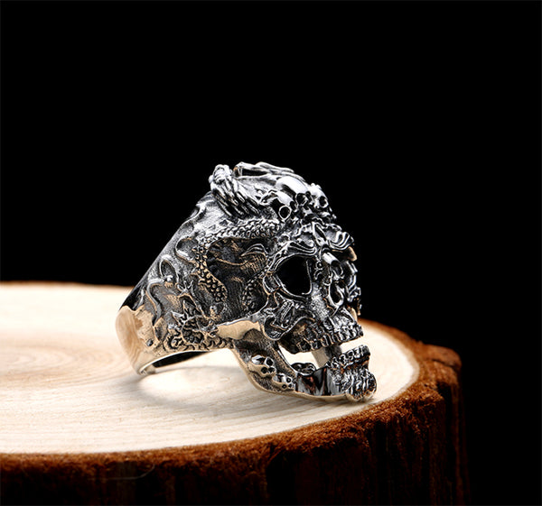 Real 925 Sterling Silver Skull Adjustable Ring for Men - Ameeru Goods
