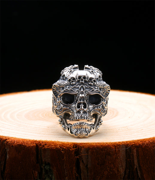 Real 925 Sterling Silver Skull Adjustable Ring for Men - Ameeru Goods