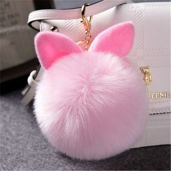 Synthetic Rabbit fur Pom Pom Keychain Charm - Ameeru Goods