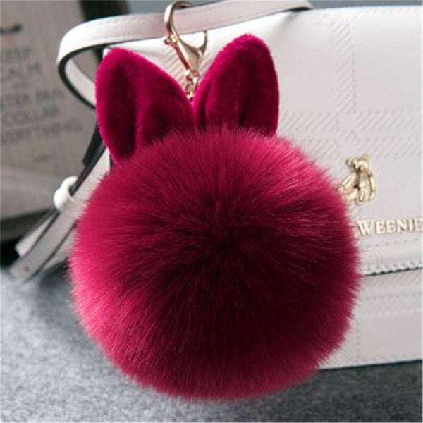 Synthetic Rabbit fur Pom Pom Keychain Charm - Ameeru Goods