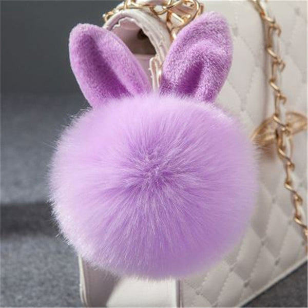 Synthetic Rabbit fur Pom Pom Keychain Charm - Ameeru Goods