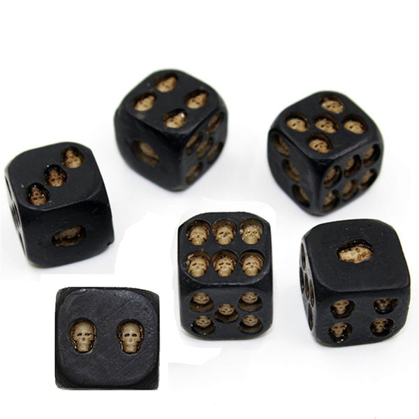Black Resin Skull Six Sided D6 Dice with 3D Skeleton for Board Games - Ameeru Goods