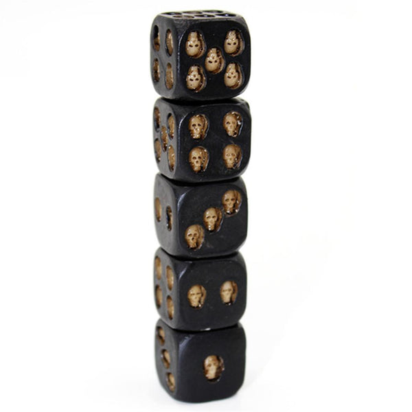 Black Resin Skull Six Sided D6 Dice with 3D Skeleton for Board Games - Ameeru Goods