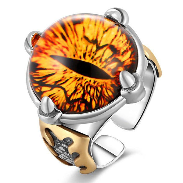 Solid 925 Silver Adjustable All Seeing Eye Vintage Yellow Cubic Zirconia Ring - Ameeru Goods