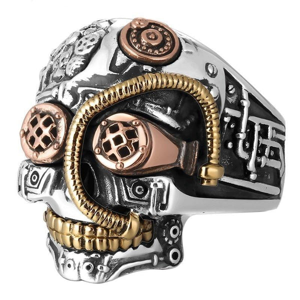 Solid 925 Sterling Silver Vintage SteamPunk Skull Ring - Ameeru Goods