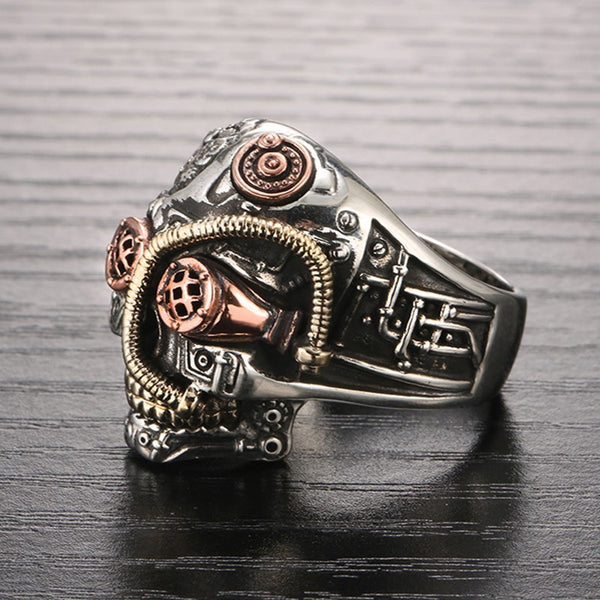 Solid 925 Sterling Silver Vintage SteamPunk Skull Ring - Ameeru Goods