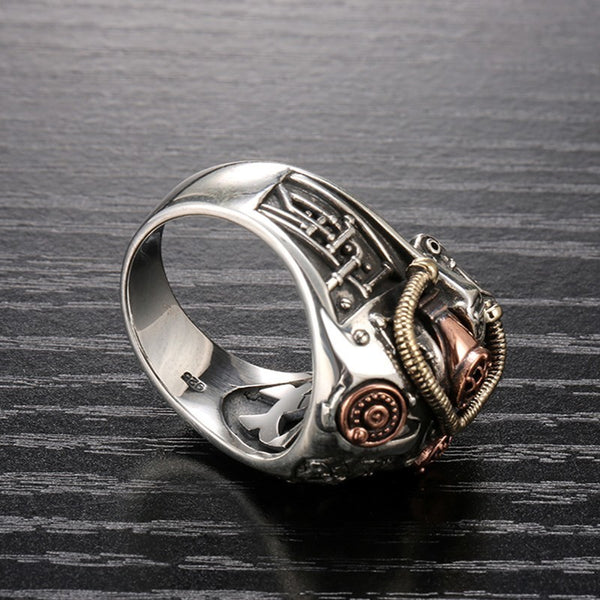 Solid 925 Sterling Silver Vintage SteamPunk Skull Ring - Ameeru Goods