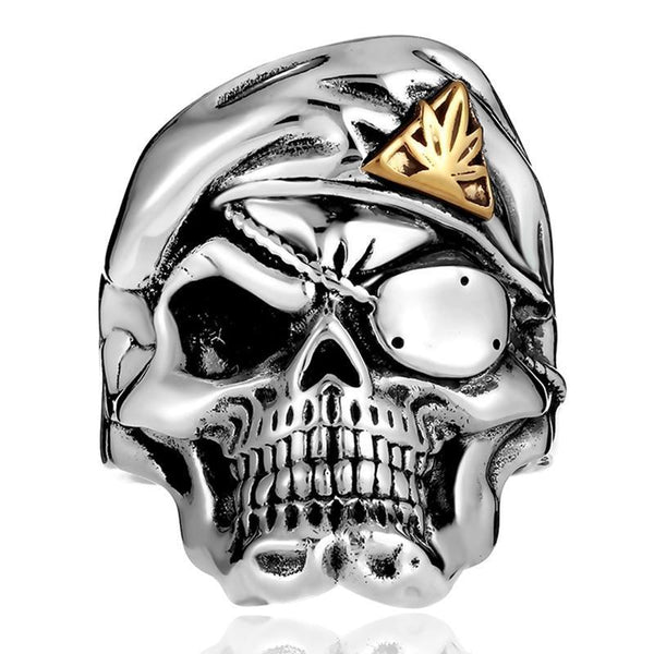 Solid 925 Silver Vintage One Eye Mercenary Skull Ring - Ameeru Goods