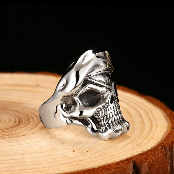 Solid 925 Silver Vintage One Eye Mercenary Skull Ring - Ameeru Goods