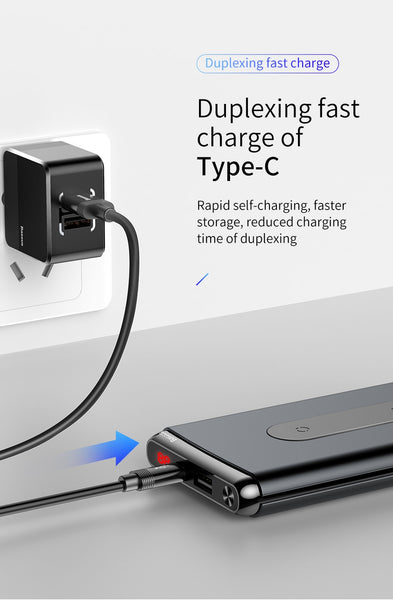 QI Wireless 10000 mAh Power Bank Charger + QC 3.0 Fast Charging USB External Battery Pack - Ameeru Goods